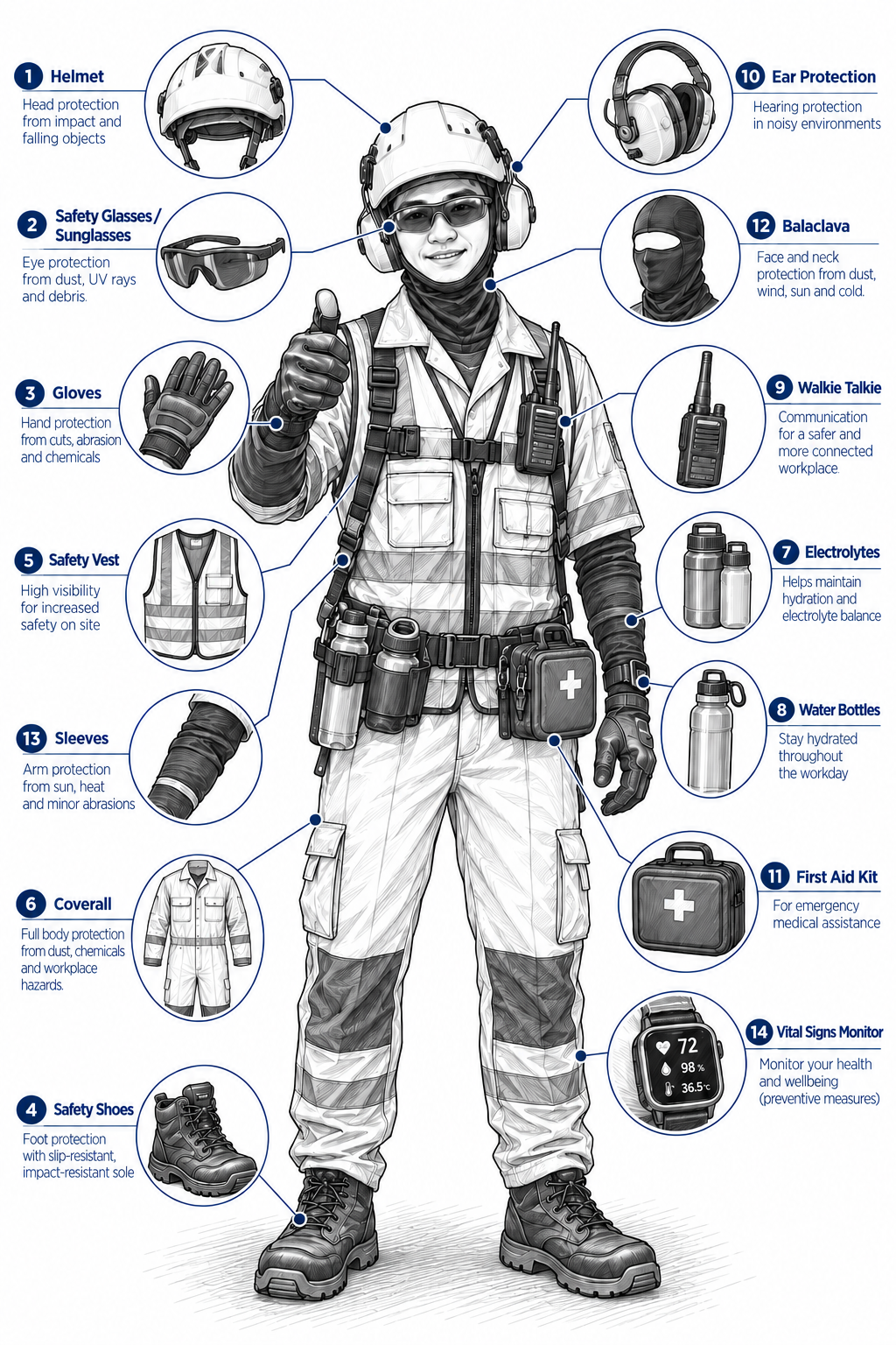 ACROSAFE technician PPE illustration